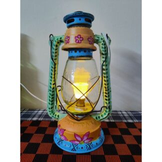 Hand Printed Craft Electric Hurricane Table Lamp Bedroom Table Light for Home Decor