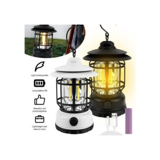 Camping Lanterns Rechargeable, Portable Electric LED Camping Lights Outdoor Hanging Tent Light Vintage Tabletop Lantern Decor Stepless Dimming Waterproof for Camping, Power Outages