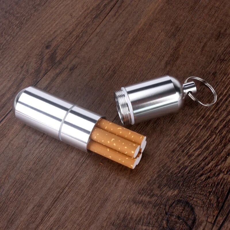 Mini Aluminium Cigarette Case, Key Ring with Cigarette Cases, Waterproof Round Cigarettes for Men, Portable Cigarette Box for Travel, Hiking, Camping- The Asia Express
