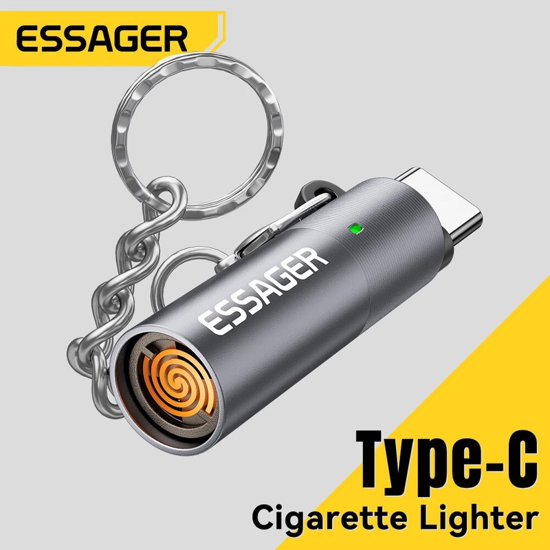 Essager Type C Mini Lighter Tungsten Wire Blow-to-Ignite Safety for Air Travel No Flame Auto Shut-Off OTG-Compatible with Phones_BEST GADGETS
