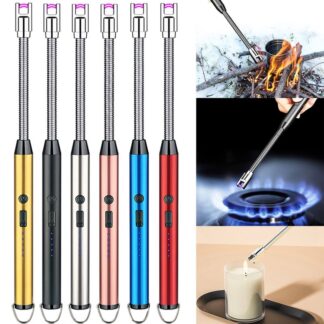 USB Rechargeable Flexible Neck Plasma Arc Lighter – Flameless Windproof Electric Lighter for Kitchen, Candle, and Camping Use