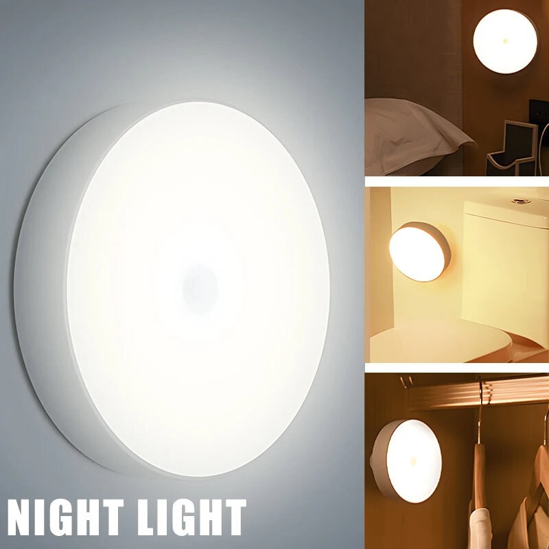 LED PIR Motion Sensor Light Rechargeable Small USB Night Llight Bedroom Night Light Kitchen Cabinet Light Children's Night Light Rechargeable Small USB NightLlight