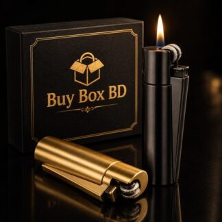 Clipper Style Metal Butane Lighter | Premium Refillable Windproof Cigarette Lighter | Luxury Gold & Black Metal Pocket Lighter | Gift Box Edition