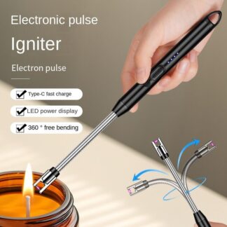 ✨🔥 360° USB Rechargeable Electric Plasma Kitchen Lighter (265mm) 💨 Windproof Flameless Arc Ignition | 🔄 Long Flexible Neck | 🔋 Type-C Charging 🍳 Gas Stove | 🕯 Candle | 🍖 BBQ | 🪔 Di