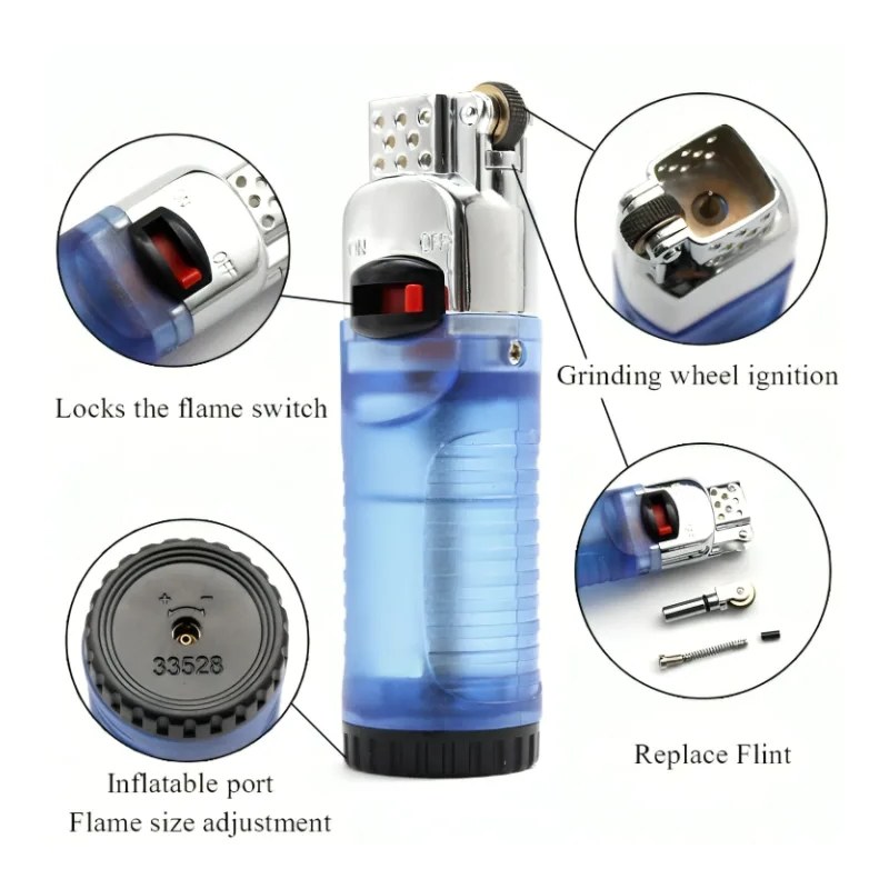 Aomai Windproof Jet Flame Gas Lighter - Refillable & Adjustable Torch Lighter for Outdoor & Kitchen Use( BUY