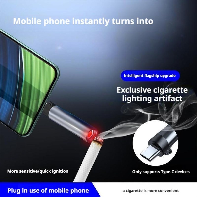 Smart USB Cigarette Lighter for Smartphones Type-C OTG Blowing Cigarette Lighter โ Plug & Blow Smokeless Heater for Mobile Use
