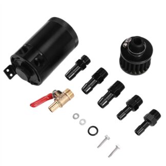 Universal Car Baffled Oil Catch Can Tank Reservoir Separator 2 Port Fluid Filter Cylinder Breather