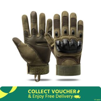 Bikers hand gloves or motorcycle riding Full finger hand gloves for men - khaki / Black color