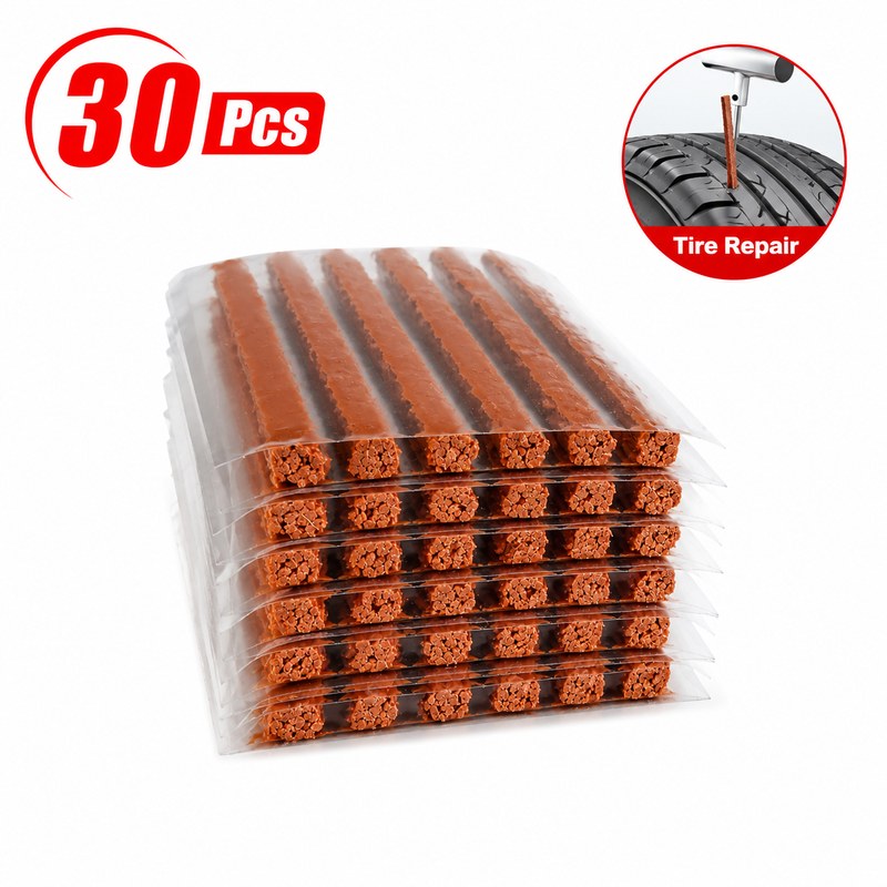 30 Pcs Tubeless Tire Repair Strip | Tire Puncture Repair Rubber Plug | Car & Motorcycle Tyre Repair Seal Strips