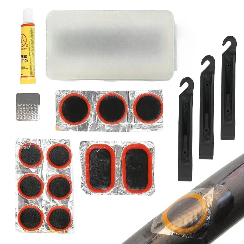 Vulcanizing Patches Metal Rasp Tire Lever Bike Patch Kit Bicycle Tire Repair Inner Tube Fix Puncture Glue Patches Tool Set