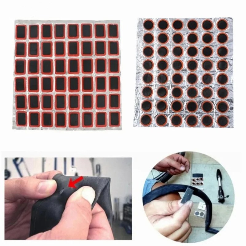 48PCS Bike Tire Patch Bicycle Tyre Tube Puncture Repair Rubber Patches Set Inner Tube Quick Repairing Tyre Protection Patch Tool